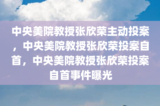 中央美院教授张欣荣主动投案，中央美院教授张欣荣投案自首，中央美院教授张欣荣投案自首事件曝光