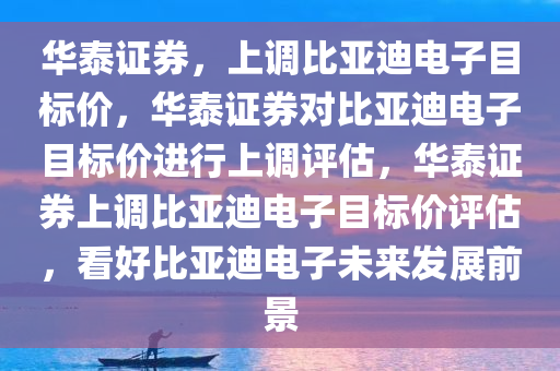 华泰证券，上调比亚迪电子目标价，华泰证券对比亚迪电子目标价进行上调评估，华泰证券上调比亚迪电子目标价评估，看好比亚迪电子未来发展前景