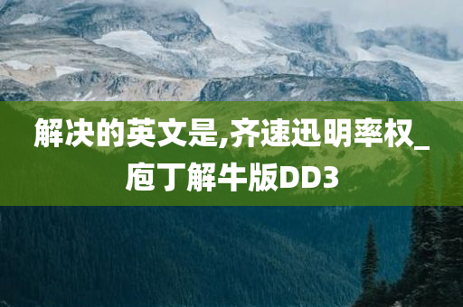 解决的英文是,齐速迅明率权_庖丁解牛版DD3