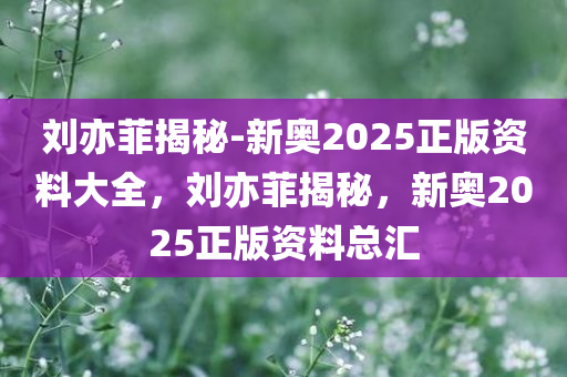 刘亦菲揭秘-新奥2025正版资料大全，刘亦菲揭秘，新奥2025正版资料总汇，刘亦菲揭秘，新奥2025正版资料总汇与揭秘真相