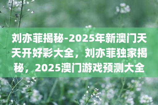 刘亦菲揭秘-2025年新澳门天天开好彩大全，刘亦菲独家揭秘，2025澳门游戏预测大全，刘亦菲独家揭秘，2025澳门游戏预测大全及新澳门天天开好彩揭秘