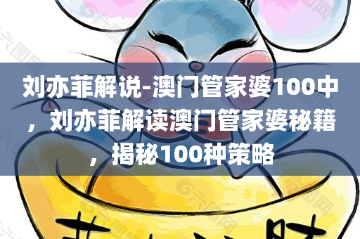 刘亦菲解说-澳门管家婆100中，刘亦菲解读澳门管家婆秘籍，揭秘100种策略