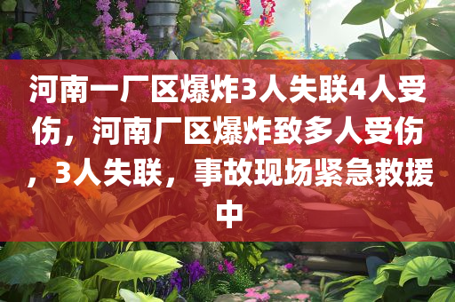 河南一厂区爆炸3人失联4人受伤，河南厂区爆炸致多人受伤，3人失联，事故现场紧急救援中