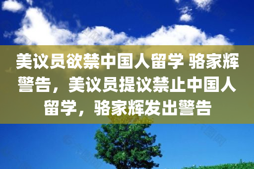 美议员欲禁中国人留学 骆家辉警告，美议员提议禁止中国人留学，骆家辉发出警告，美议员提议禁止中国人留学引发争议，骆家辉发出警告