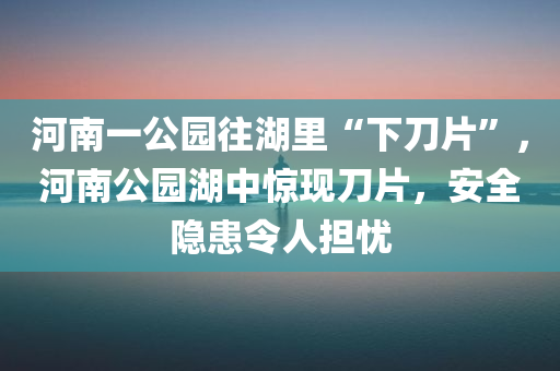 河南一公园往湖里“下刀片”，河南公园湖中惊现刀片，安全隐患令人担忧