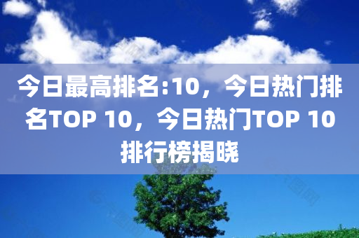 今日最高排名:10，今日热门排名TOP 10，今日热门TOP 10排行榜揭晓