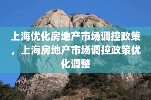 上海优化房地产市场调控政策，上海房地产市场调控政策优化调整，上海房地产市场调控政策优化调整
