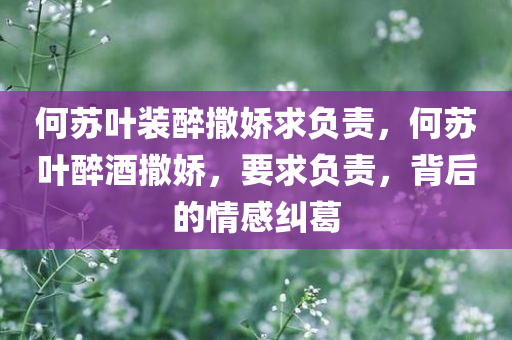 何苏叶装醉撒娇求负责，何苏叶醉酒撒娇，要求负责，背后的情感纠葛