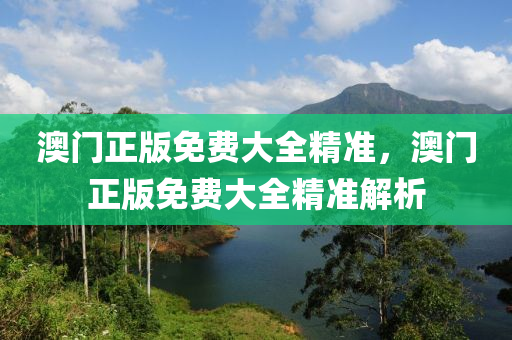 澳门正版免费大全精准，澳门正版免费大全精准解析