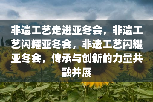 非遗工艺走进亚冬会，非遗工艺闪耀亚冬会，非遗工艺闪耀亚冬会，传承与创新的力量共融并展