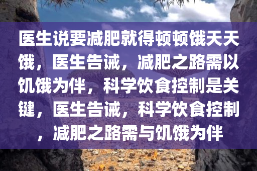 医生说要减肥就得顿顿饿天天饿，医生告诫，减肥之路需以饥饿为伴，科学饮食控制是关键，医生告诫，科学饮食控制，减肥之路需与饥饿为伴
