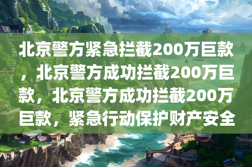 北京警方紧急拦截200万巨款，北京警方成功拦截200万巨款，北京警方成功拦截200万巨款，紧急行动保护财产安全