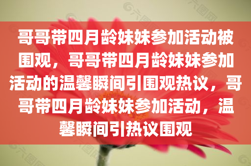 哥哥带四月龄妹妹参加活动被围观，哥哥带四月龄妹妹参加活动的温馨瞬间引围观热议，哥哥带四月龄妹妹参加活动，温馨瞬间引热议围观