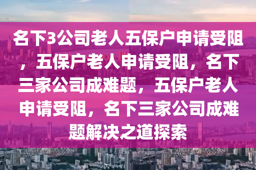 名下3公司老人五保户申请受阻，五保户老人申请受阻，名下三家公司成难题，五保户老人申请受阻，名下三家公司成难题解决之道探索