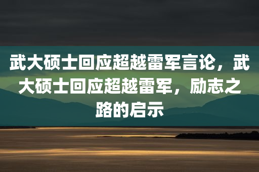 武大硕士回应超越雷军言论，武大硕士回应超越雷军，励志之路的启示，武大硕士回应超越雷军言论，励志之路的启示与自我超越的挑战之路