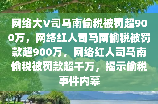 网络大V司马南偷税被罚超900万，网络红人司马南偷税被罚款超900万，网络红人司马南偷税被罚款超千万，揭示偷税事件内幕