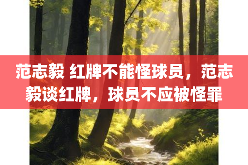 范志毅 红牌不能怪球员，范志毅谈红牌，球员不应被怪罪