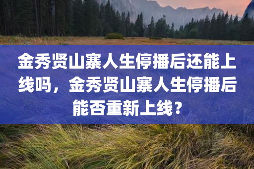 金秀贤山寨人生停播后还能上线吗，金秀贤山寨人生停播后能否重新上线？，金秀贤山寨人生停播后能否重新上线？