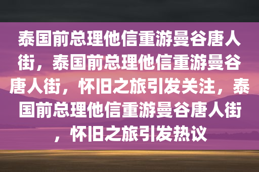 泰国前总理他信重游曼谷唐人街，泰国前总理他信重游曼谷唐人街，怀旧之旅引发关注，泰国前总理他信重游曼谷唐人街，怀旧之旅引发热议