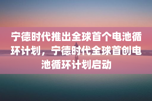 宁德时代推出全球首个电池循环计划，宁德时代全球首创电池循环计划启动