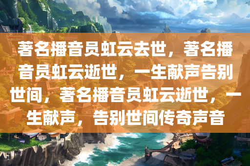 著名播音员虹云去世，著名播音员虹云逝世，一生献声告别世间，著名播音员虹云逝世，一生献声，告别世间传奇声音