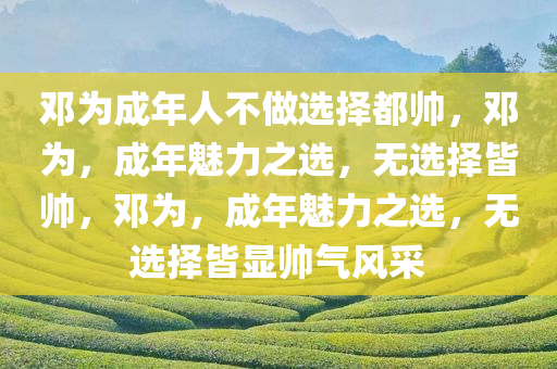邓为成年人不做选择都帅，邓为，成年魅力之选，无选择皆帅，邓为，成年魅力之选，无选择皆显帅气风采