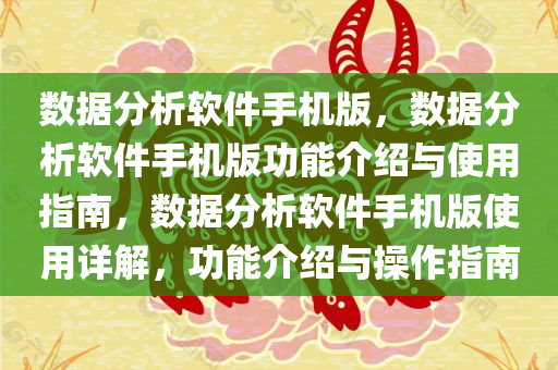 数据分析软件手机版，数据分析软件手机版功能介绍与使用指南，数据分析软件手机版使用详解，功能介绍与操作指南