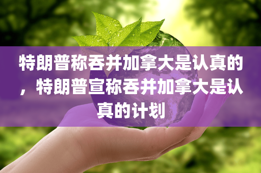 特朗普称吞并加拿大是认真的，特朗普宣称吞并加拿大是认真的计划，特朗普严肃表态，计划吞并加拿大