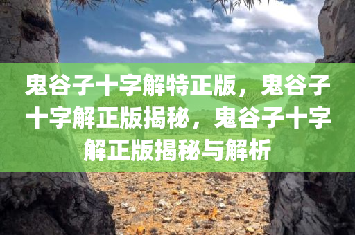 鬼谷子十字解特正版，鬼谷子十字解正版揭秘，鬼谷子十字解正版揭秘与解析