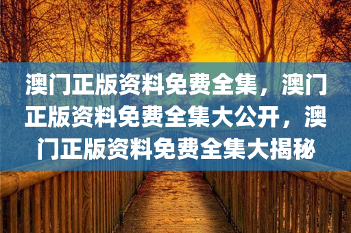 澳门正版资料免费全集，澳门正版资料免费全集大公开，澳门正版资料免费全集大揭秘