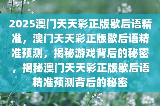 2025澳门天天彩正版歇后语精准，澳门天天彩正版歇后语精准预测，揭秘游戏背后的秘密，揭秘澳门天天彩正版歇后语精准预测背后的秘密