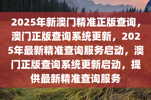 2025年新澳门精准正版查询，澳门正版查询系统更新，2025年最新精准查询服务启动，澳门正版查询系统更新启动，提供最新精准查询服务