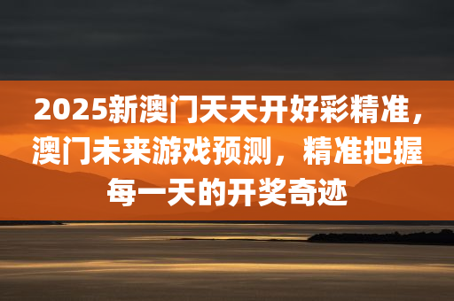 2025新澳门天天开好彩精准，澳门未来游戏预测，精准把握每一天的开奖奇迹