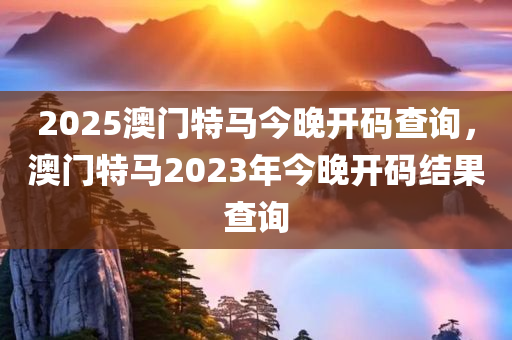 2025澳门特马今晚开码查询，澳门特马2023年今晚开码结果查询
