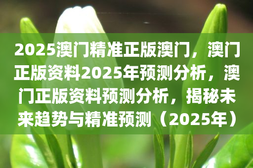 2025澳门精准正版澳门，澳门正版资料2025年预测分析，澳门正版资料预测分析，揭秘未来趋势与精准预测（2025年）