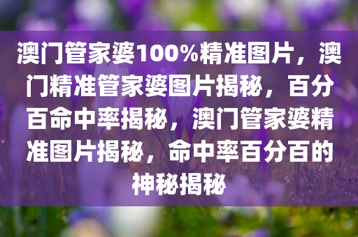 澳门管家婆100%精准图片，澳门精准管家婆图片揭秘，百分百命中率揭秘，澳门管家婆精准图片揭秘，命中率百分百的神秘揭秘