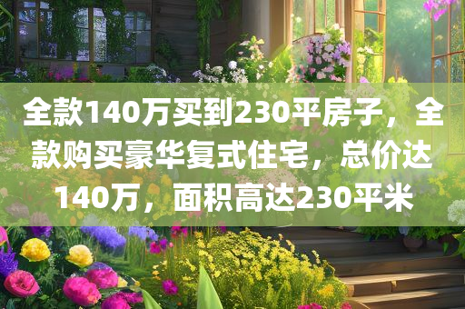 全款140万买到230平房子，全款购买豪华复式住宅，总价达140万，面积高达230平米，全款购买豪华复式住宅，总价达140万，豪华复式住宅面积达230平米！