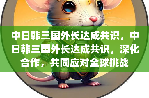 中日韩三国外长达成共识，中日韩三国外长达成共识，深化合作，共同应对全球挑战