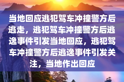 当地回应逃犯驾车冲撞警方后逃走，逃犯驾车冲撞警方后逃逸事件引发当地回应，逃犯驾车冲撞警方后逃逸事件引发关注，当地作出回应