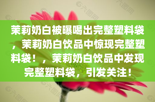 茉莉奶白被曝喝出完整塑料袋，茉莉奶白饮品中惊现完整塑料袋！，茉莉奶白饮品中发现完整塑料袋，引发关注！