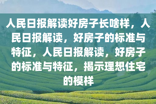 人民日报解读好房子长啥样，人民日报解读，好房子的标准与特征，人民日报解读，好房子的标准与特征，揭示理想住宅的模样