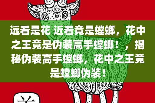 远看是花 近看竟是螳螂，花中之王竟是伪装高手螳螂！，揭秘伪装高手螳螂，花中之王竟是螳螂伪装！