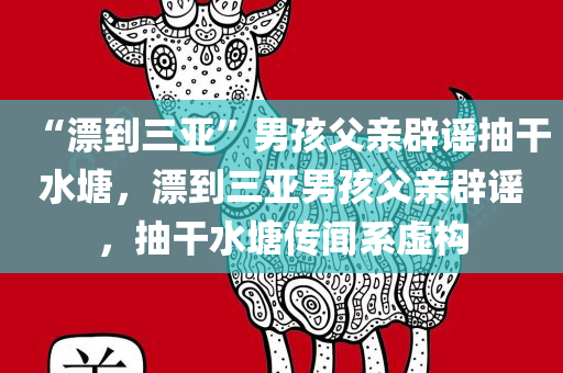 “漂到三亚”男孩父亲辟谣抽干水塘，漂到三亚男孩父亲辟谣，抽干水塘传闻系虚构