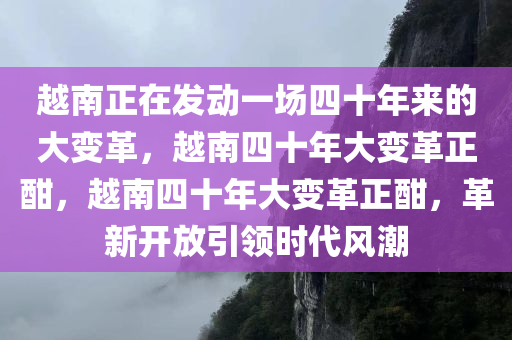 越南正在发动一场四十年来的大变革，越南四十年大变革正酣，越南四十年大变革正酣，革新开放引领时代风潮