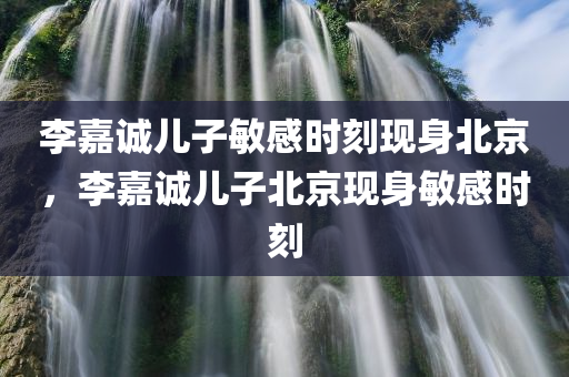 李嘉诚儿子敏感时刻现身北京，李嘉诚儿子北京现身敏感时刻，李嘉诚儿子北京现身，敏感时刻引关注
