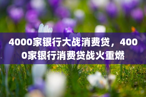 4000家银行大战消费贷，4000家银行消费贷战火重燃
