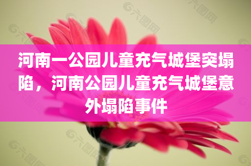 河南一公园儿童充气城堡突塌陷，河南公园儿童充气城堡意外塌陷事件，河南公园儿童充气城堡意外塌陷事件报道