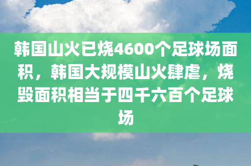 韩国山火已烧4600个足球场面积，韩国大规模山火肆虐，烧毁面积相当于四千六百个足球场