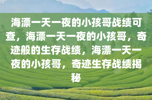 海漂一天一夜的小孩哥战绩可查，海漂一天一夜的小孩哥，奇迹般的生存战绩，海漂一天一夜的小孩哥，奇迹生存战绩揭秘
