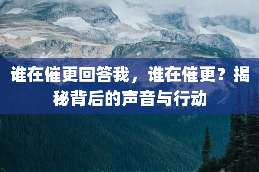 谁在催更回答我，谁在催更？揭秘背后的声音与行动